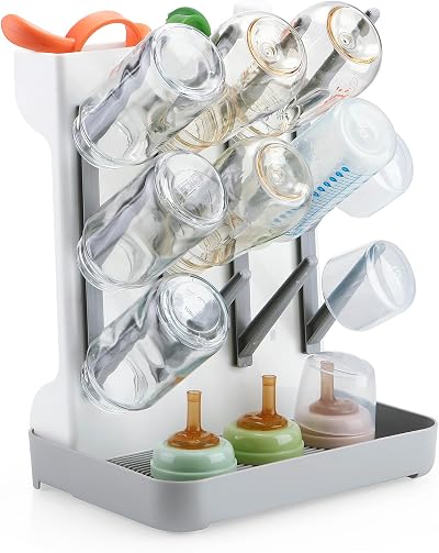 PandaEar Baby Bottle Drying Rack Vertical Space-Saving Grey