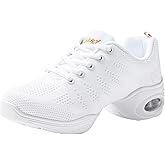 Linodes Women's Breathable Dance Sneaker with Split Sole and Air Cushion Jazz Dance Walking Shoes