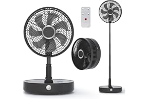 Primevolve 12 inch Oscillating Fan with 10800mAh Battery, Rechargeable Standing Fan Adjustable Height- 8 Speeds, 9H Timer Setting for Bedroom Travel Outdoor Camping Tent