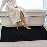 Secura 47″ x 28″ Bathroom Rugs – Ultra-Soft Absorbent Chenille Bath Mat, Machine Washable & Non-Slip Bath Mats for Bathroom, Shower, Tub & Home Decor (Black)
