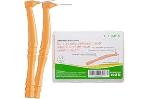 GLI-SMILE Interdental Brushes Angle, Angled Dental Brush Picks for Teeth Deep Cleaning, Orthodontic Brushes for Braces, Soft Trapezoidal Bristles Passage Diameter 0.8mm-1.0mm, Medium/Large Gaps 36 PCS