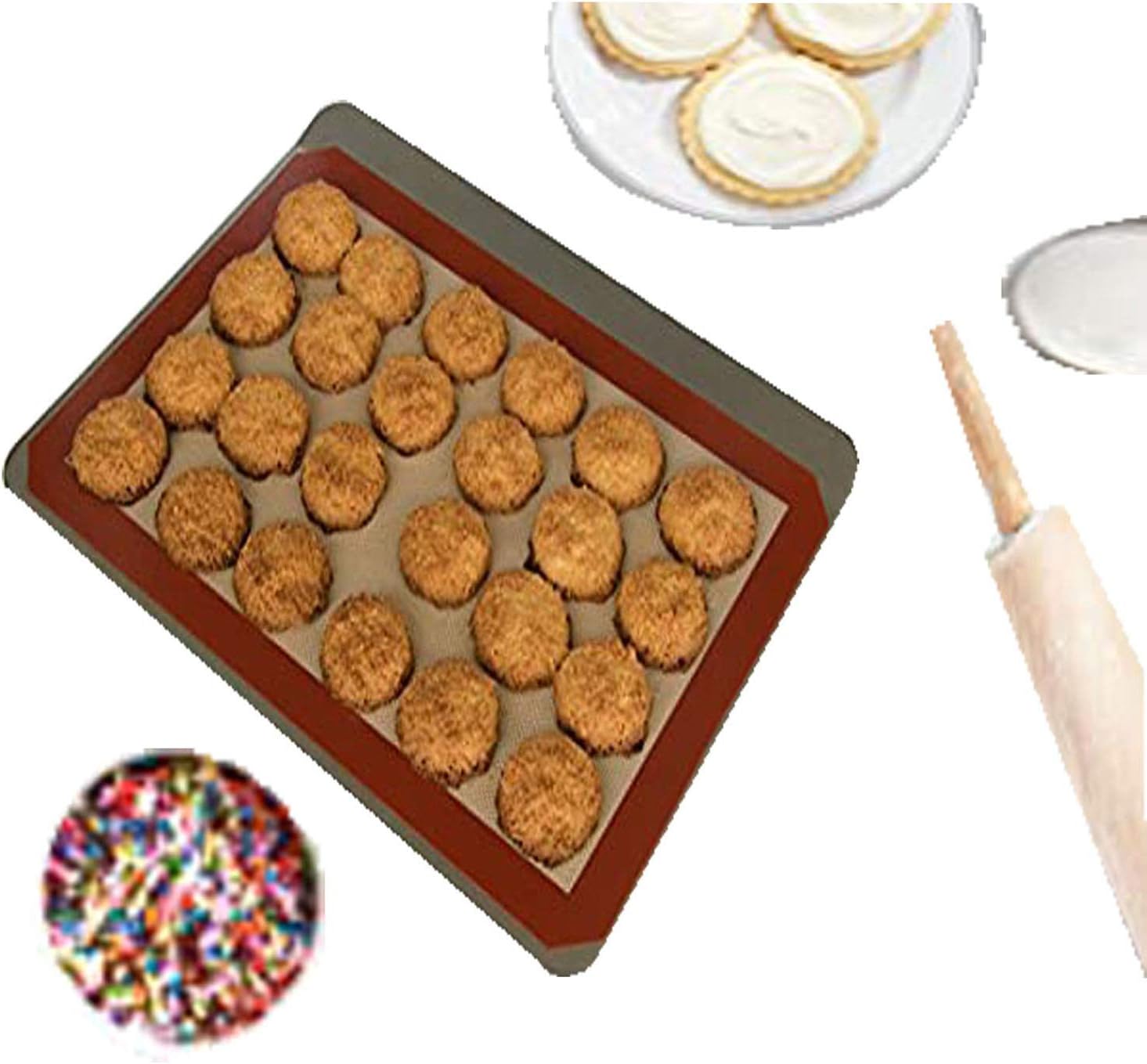 RDXHYF Silicone baking mats Set of 2（1 Large 1 Samll) Dough Rolling Pad, bread baking, Non-Stick, Food Safe Baking Mat, Pie, Pie Pan, ilicone Baking Mat, Counter Mat, High temperature resistant: Kitchen & Dining