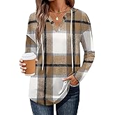 Zeagoo Hoodies for Women Womens Fashion Tops Pullover Oversized Sweatshirts Long SLeeve Shirts Loose Fit Plaid XL