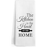 Gnmduw The Kitchen is The Heart of The Home Kitchen Towels, Cooking Baking Decorative Hand Towels, Housewarming Gifts Hand Dish Tea Towel for Bathroom Decor, 16x24 Inch