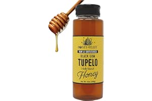 Honey Feast Tupelo Honey - Authentic Florida Honey from Black Gum Tupelo & Holly Blend, Pure Raw Honey, 12oz - American Honey from Central Florida Apiary