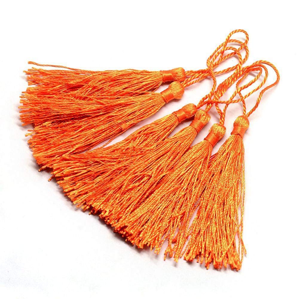 50 x Orange 13.5cm Silky Crafts Making Tassels - Bookmarks, Scrapbooking and Cardmaking — image 1
