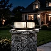 Outdoor Post Lights Hardwired, Modern Square Fence Pillar Lamps with Bulbs | Exterior 9.84In Post Caps Lights, Waterproof Column Lights Outside Bollard Light,Anti-rust Post Mount Lights for Yard Garden