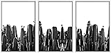 SIGNWIN 3 Piece Framed Canvas Wall Art Black and