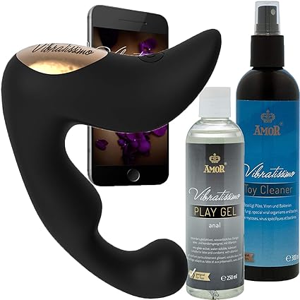 XXL Set - AMOR Vibratissimo®'Prostata' + 250ml Anal Gleitgel + 300ml ToyCleaner die sinnliche Prostatastimulation, Prostatavi