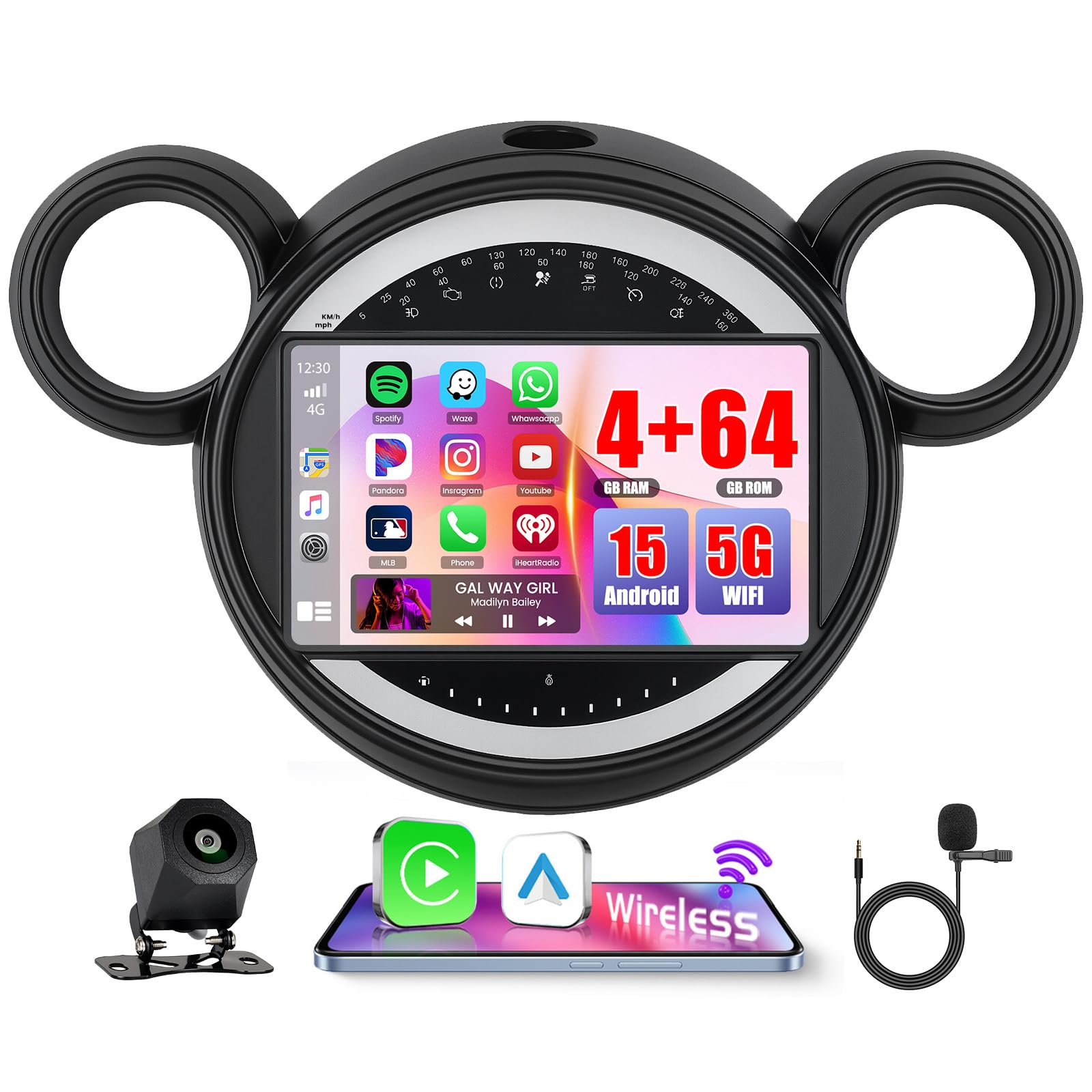 Photo 1 of [4+64G] Hikity Android 15 Car Stereo for BMW Mini Cooper Countryman Paceman 2011-2013, 9 Inch Touchscreen Radio Carplay/Android Auto GPS Navigation WiFi Bluetooth AHD Backup Camera