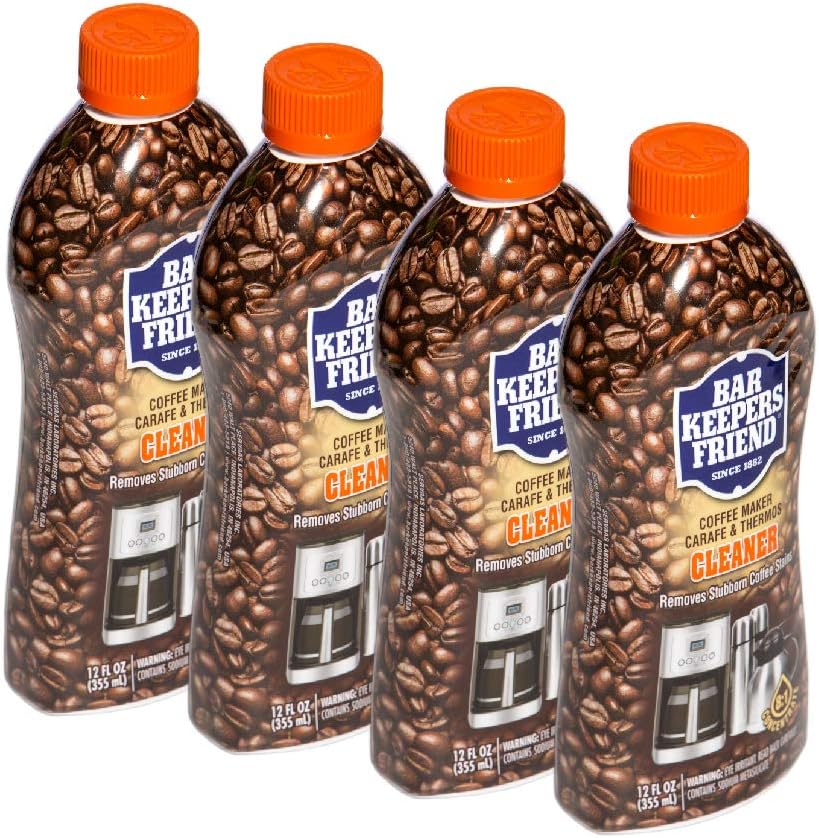 Bar Keepers Friend Coffee Maker Cleaner (12 oz) - Removes Oily Residue, Tannins and Stains - For Single-Cup and Automatic Drip Coffee Makers and Espresso Machines (4)