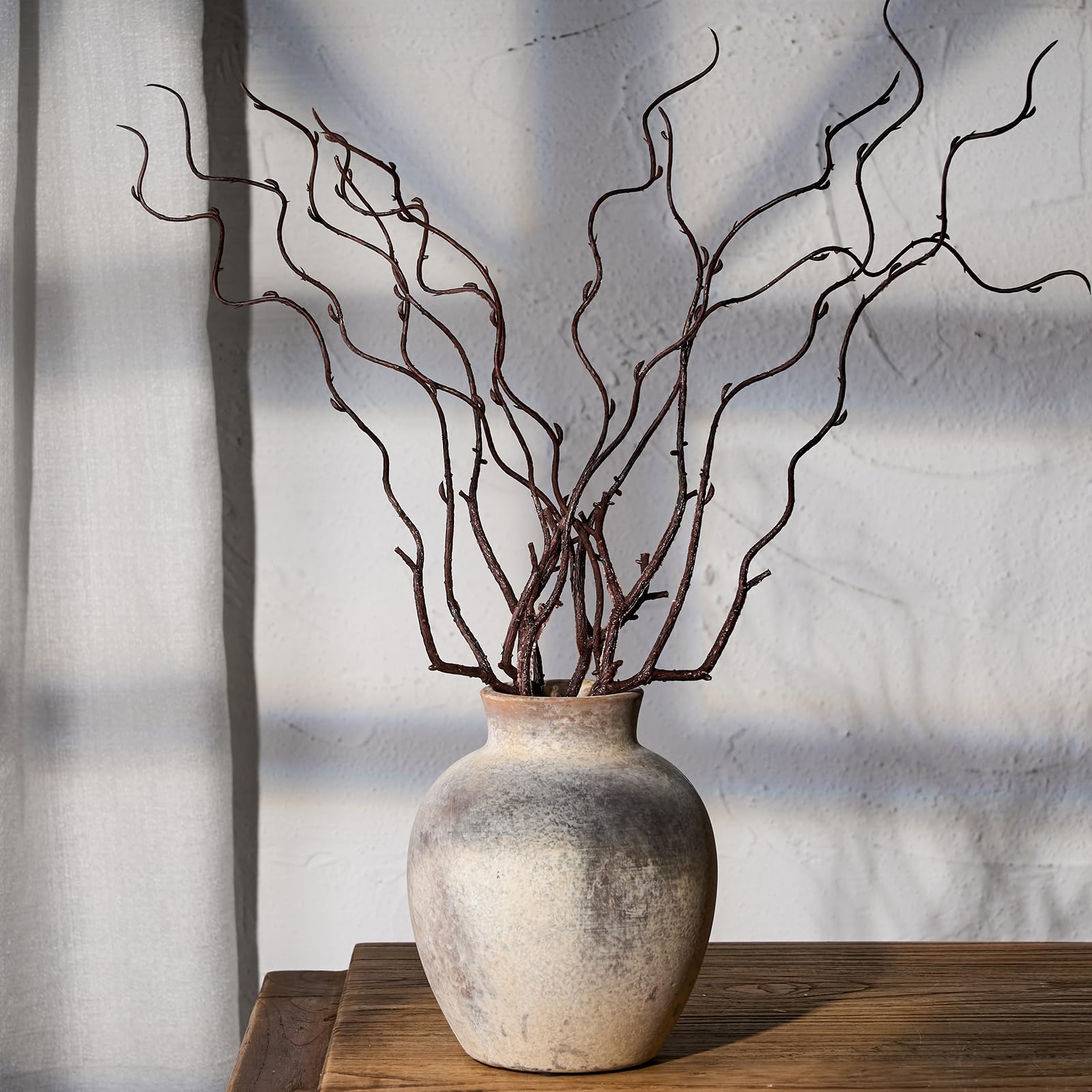 SIDUCAL Ceramic Decorative Flower Vase | 6 Inch Pottery Rustic Farmhouse Vase | Boho Vase for Home Decor | Whitewashed Terracotta Vase for Table, Living Room, Bathroom, Shelf, Mantel Decoration - Image 6