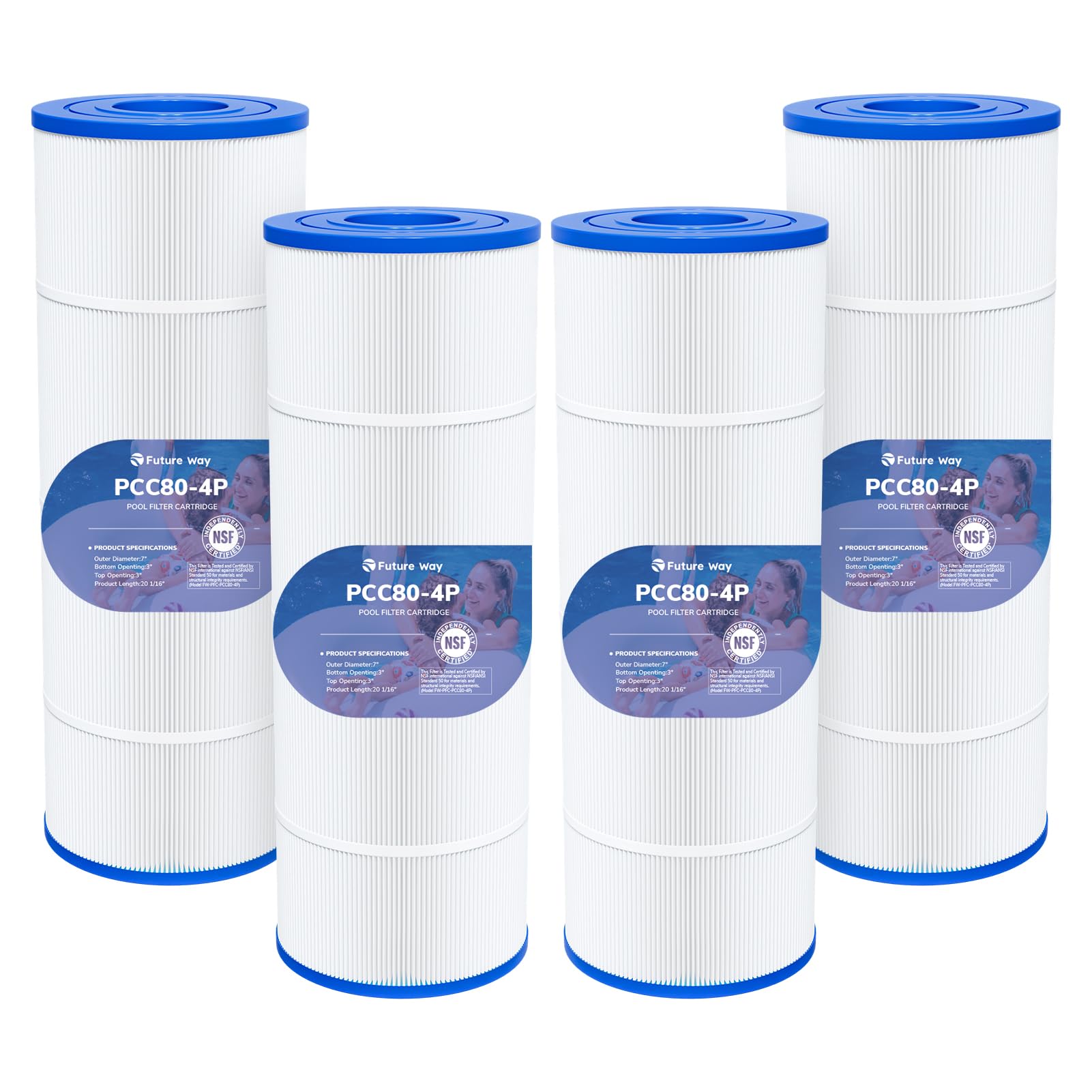 Photo 1 of Future Way CCP320 Pool Filter Cartridges Replacement for Pentair Clean & Clear Plus 320, Replace Pleatco PCC80-PAK4, Pentair R173573, 160340, 320 sq.ft, 4 Pack