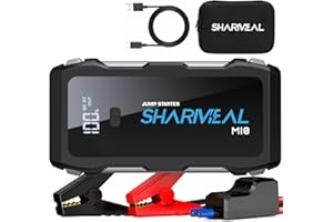 SHARMEAL Jump Starter 5000A, 12V Car Battery Jump Starter with USB Quick Charge (Up to 10.0L Gas or 9.0L Diesel Engine), Battery Booster with 3 Modes Flashlight and Jumper Cable