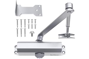 Baridwon Commercial Door Closer Heavy Duty, No Door-Holding Design, Fast Passage Solution, Silver, Medium Size (Home & Business)