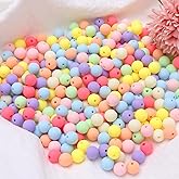HERZWILD 300 Pcs Rainbow Beads Round Matte Beads 12 mm Colourful Acrylic Beads Colored Art Pearls for Jewellery Making, DIY Necklaces, Bracelet(1.2cm)