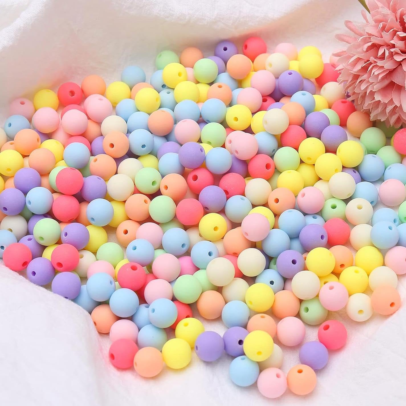 HERZWILD 300pcs Mixed Colourful Beads,12mm Acrylic Round Loose Beads, Opaque Pastel Colors Beads for DIY Jewelry Making Art Craft (12mm) — image 1