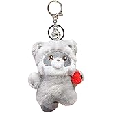 Tizee Plush Keychain Otter Raccoon Charm for Women Teens & Animal Lovers | for Handbags Purses Backpacks Car Keys Gift