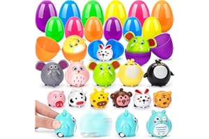 BAYSING 12 Pack Prefilled Easter Eggs with Toys Inside, Animal Pullback Toy Cars, Easter Eggs Fillers for Party Favor and Eggs Hunt Supplies, Easter Basket Essentials Stuffer, Classroom Prize Supplies