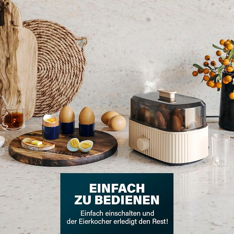 Eierkocher, 6 Eier Kapazität, 300W, Messbecher für Weich/Mittel/Hart, Abschaltautomatik, BPA-frei, Dampfdeckel, Abnehmbarer Einsatz, Einfache Reinigung, 262047
