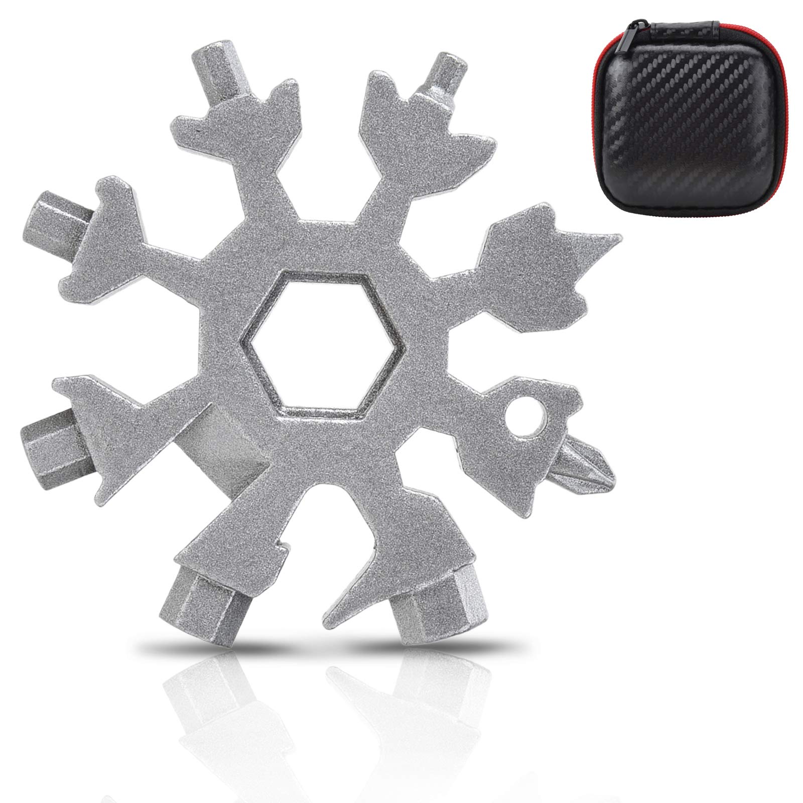 Willingood 18-in-1 Snowflake Multi Tool Stainless Portable Steel Multi-Tool for Outdoor Camping Adventure, Christmas Gadgets & Brithday Gifts for Men (Silver)