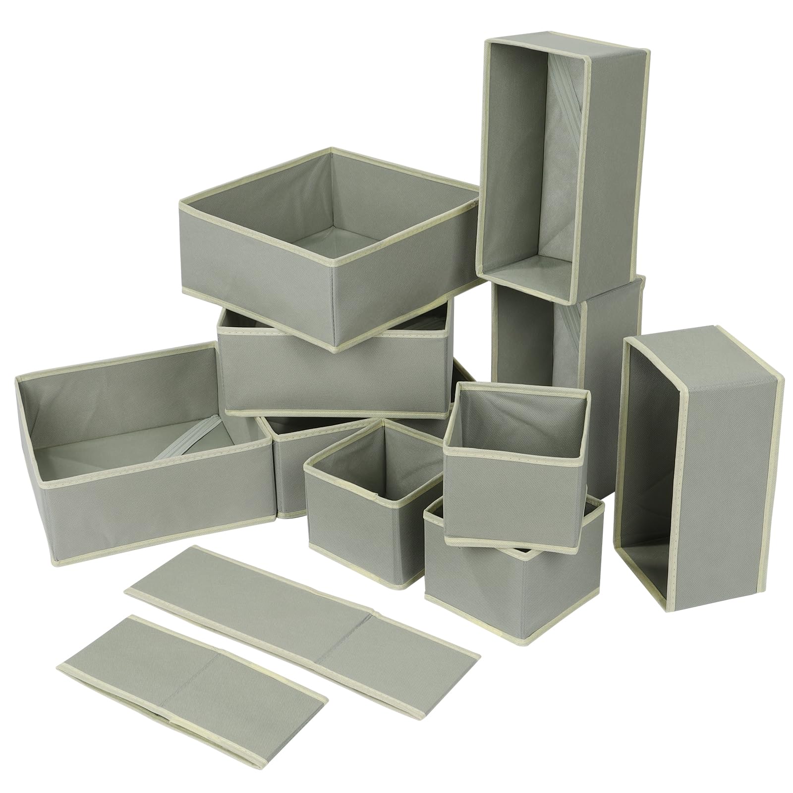 Fabric Storage Boxes 12 Packs Wardrobe Organizer Closet Organisers Container Baskets Cubes Foldable Drawer Dividers for Clothes Socks Toys Underwear- Fits Home, Bedroom, Living Room, Office,Dresser