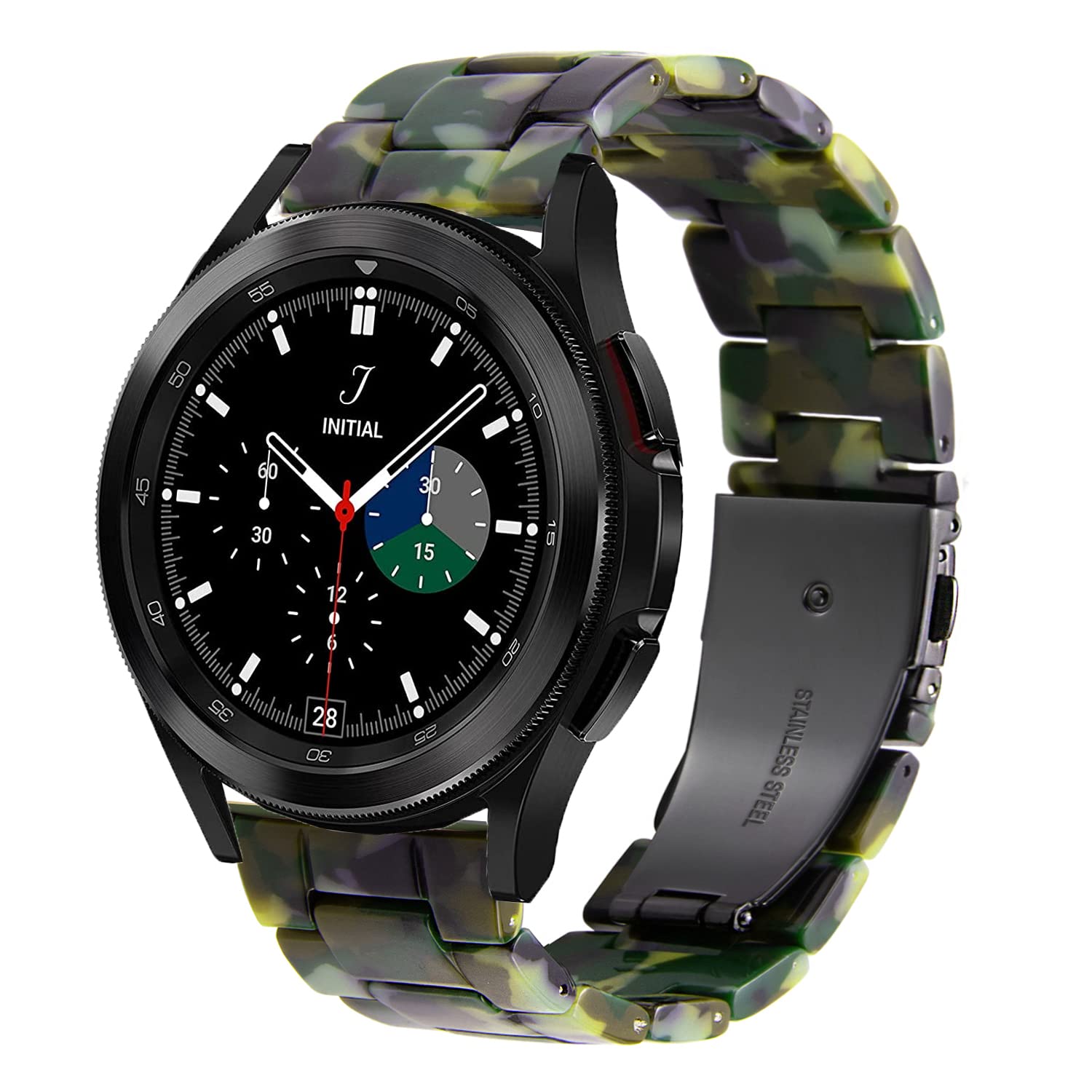 DEALELE Compatible with Samsung Galaxy Watch 6 / 6 Classic / 5 / 5 Pro / 4 / 4 Classic / 3 41mm / Active 2, 20mm Colorful Resin Replacement Strap for Huawei GT2 42mm / GT3 42mm, Camouflage