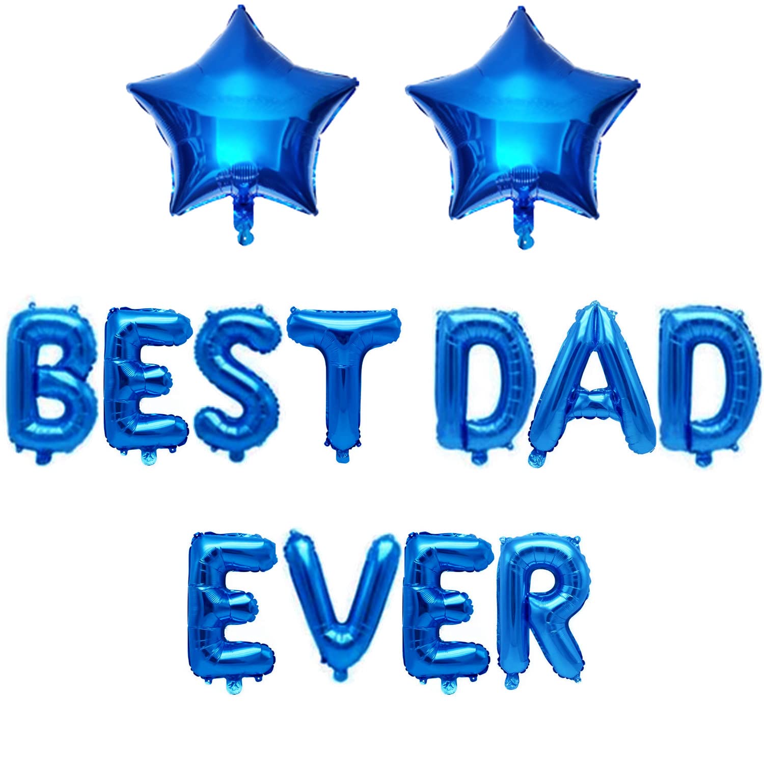 Best Dad Ever Balloons Banner with Star Balloons, Father’s Day Party Decorations Hanging Foil Golden Balloons Letter Blue