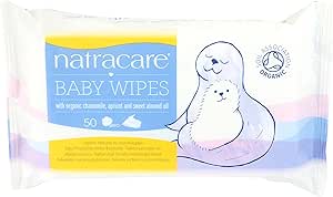 Natracare Organic Cotton Baby Wipes with Organic Essential Oils Of Chamomile, Apricot and Sweet Almond Oil, 50 Wipes Per Pack (16 Packs, 800 Wipes Total)