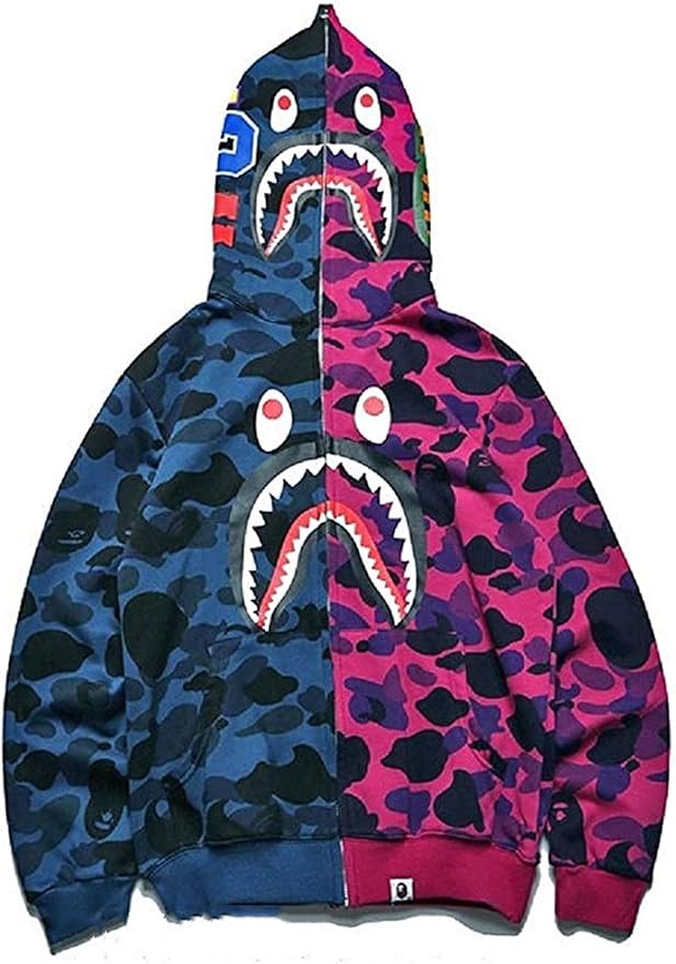 Shark Ape Bape Sudaderas con capucha para hombre y mujer, sudadera