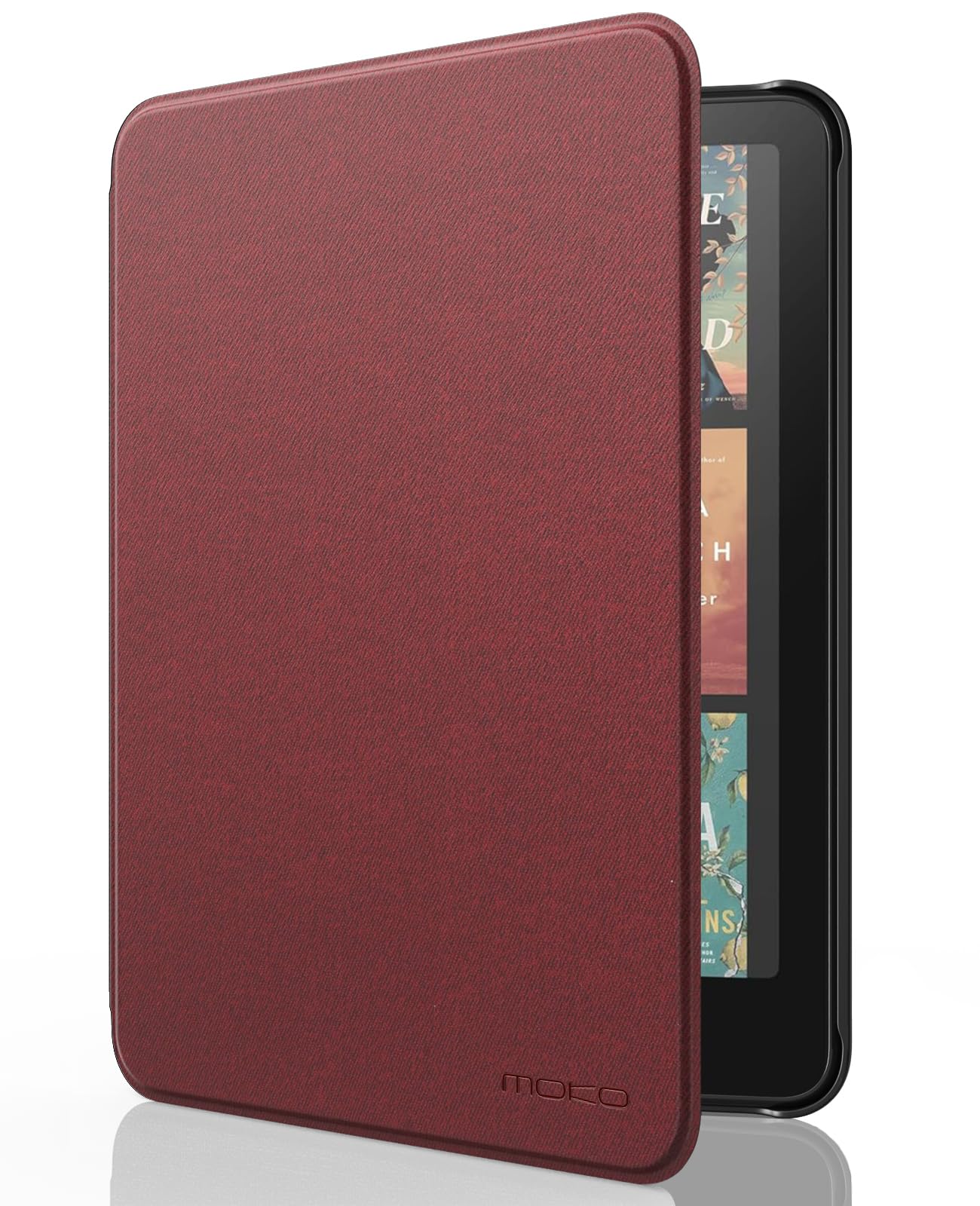 MoKo Case for 7" Kindle Paperwhite (12th Generation-2024) and Colorsoft Signature Edition, Lightweight Shell Cover With Auto Wake/Sleep, Denim Wine Red