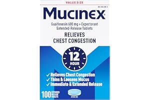 Mucinex 12 Hour 600 mg Guaifenesin Extended-Release Tablets for Excess Mucus Relief, Expectorant Aids Excess Mucus Removal, Chest Congestion Relief, 100 Bi-Layer Tablets