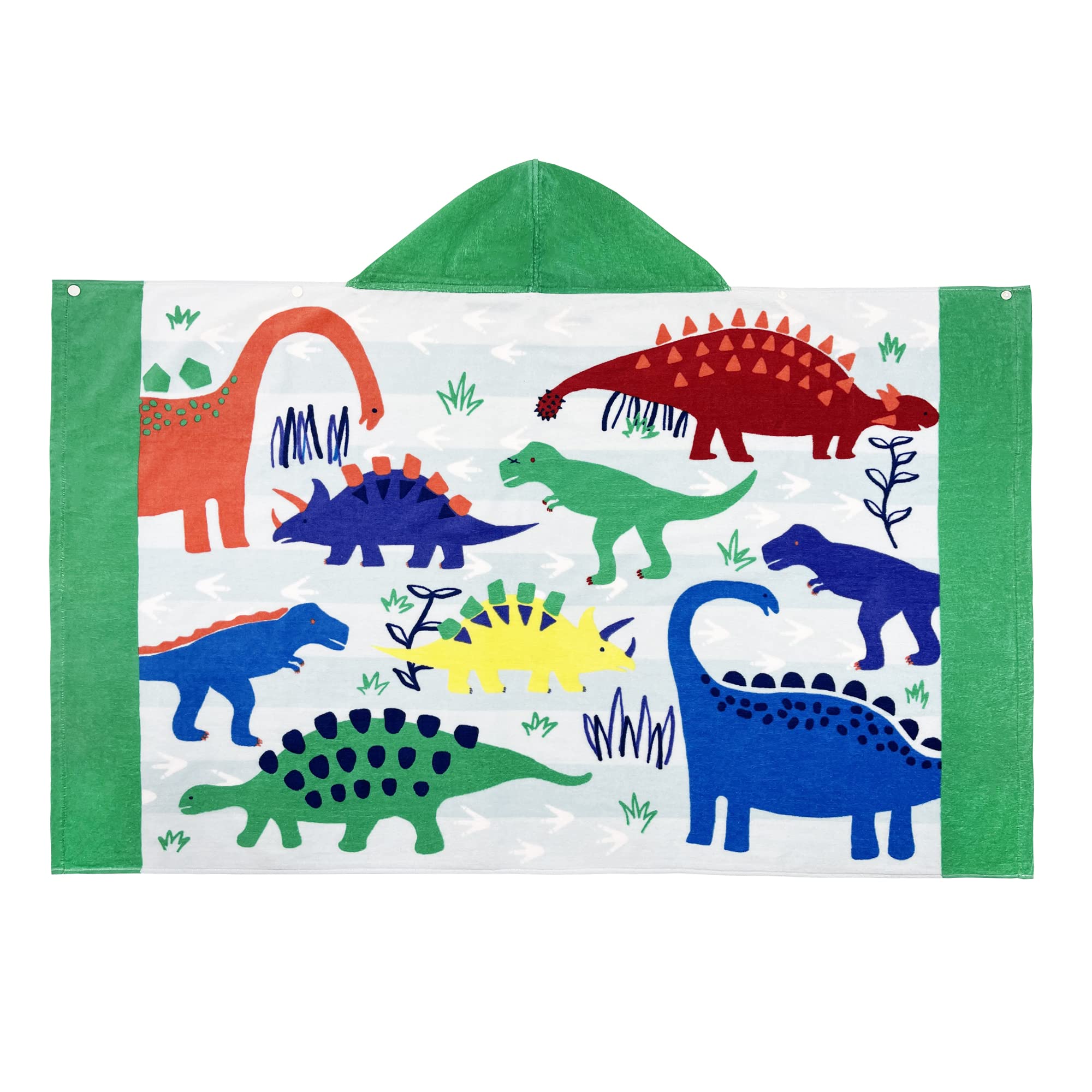 Fewlby Boys Hooded Beach Bath Towel, 100% Cotton Bathrobe Kids Cartoon Hooded Bath Blanket Swimming Towel Surfing Poncho, 30"*50", Dinosaur
