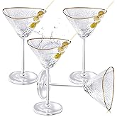 Teenyyou Gold Rim Martini Glasses Set of 4 Hammered Coupe Glasses with Stem 9 oz Reusable Crystal Champagne Cocktail Margarita Whiskey Tequila Glassware for Girls Nights Wedding Housewarming Gifts