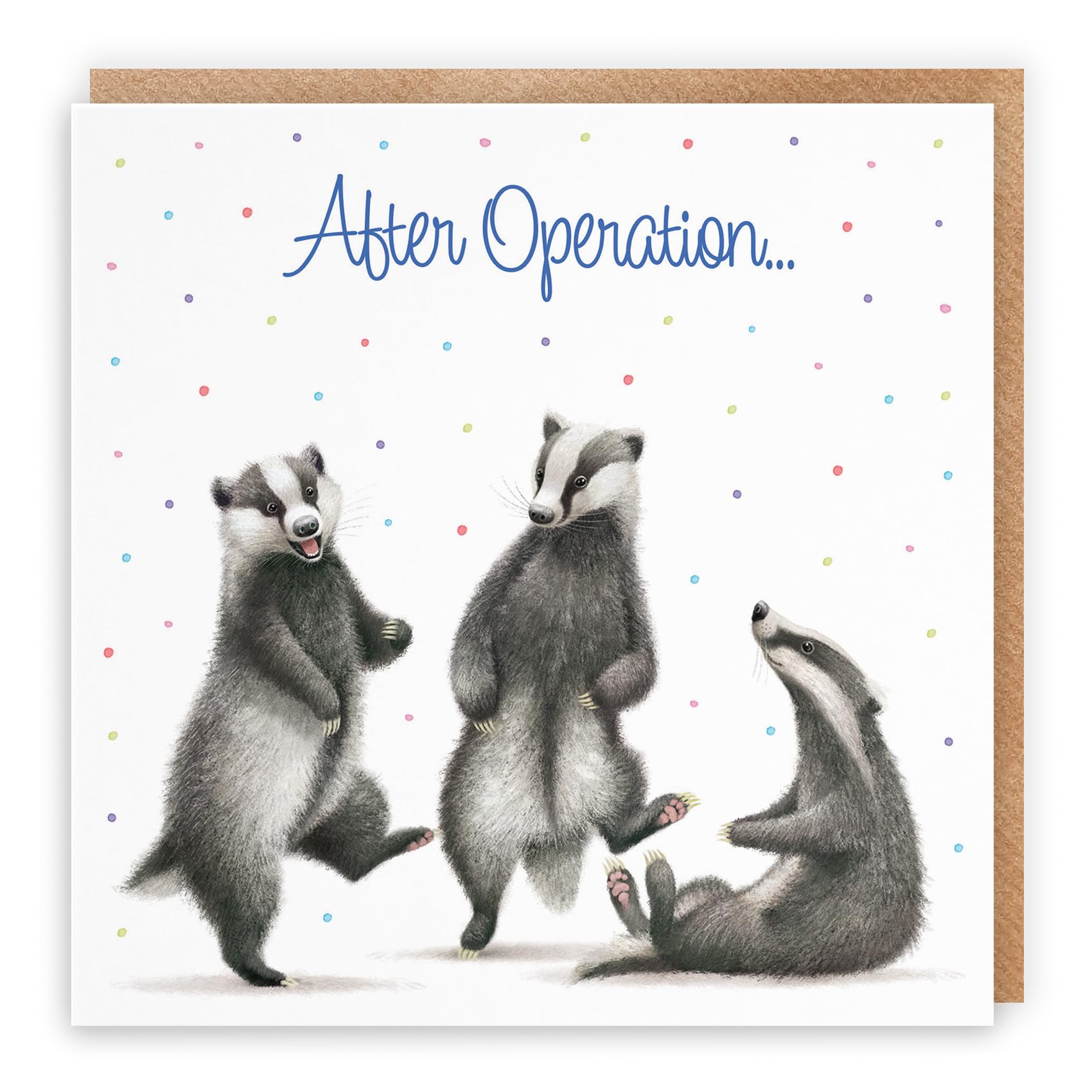 Hunts England - Badgers After Operation Card For Him, Her - Milo's Gallery - Wildlife Get Well Card - Feel Better Soon Speedy Recovery Card For Animal Lovers - For Boys, Girls, Men, Women