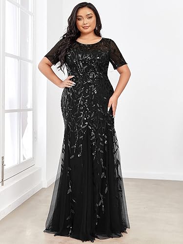 strapless open back dress Modest Black Sequins Lace Long Tulle Plus Size Prom Dress