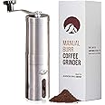 JavaPresse Manual Coffee Grinder with Adjustable Settings - Patented Conical Burr Mill & Brushed Stainless Steel Whole Bean B