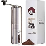 JavaPresse Manual Coffee Grinder with Adjustable Settings - Patented Conical Burr Mill & Brushed Stainless Steel Whole Bean B