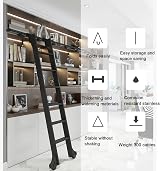 Black Sliding Barn Door Kit with 170cm Rolling Ladder Hardware Set view 5