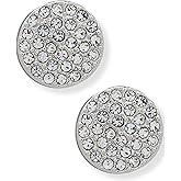 DKNY Women's Pavé Disc Stud Earrings Silver and Crystal