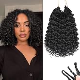 120 Strands Curly Crochet Hair 8 in Gogo Curl Crochet Hair For Black Women | Protein Fiber Close to Human Hair, Pre Looped, Soft, Deep Wave, Beach Curl, No Knot Pre-Separated Braiding Hair Extensions 1B