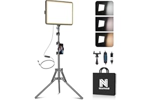1-Pack LED Video Light Kit, NiceVeedi Photography Lighting Kit, 2800-6500K Dimmable Studio Light with Tripod Stand & Phone Holder, 73" Stream Light for Video Recording, Game Streaming, YouTube