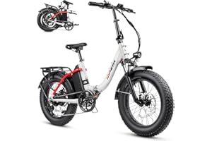 Hipeak 750W Folding Electric Bike for Adults 48V 15Ah Ebike 20" x 4.0" Fat Tire Electric Bike for Adults 25MPH Front Suspension