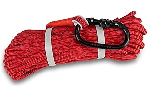 Brute Magnetics Magnet Fishing Rope | 100ft Heavy Duty Rope with Carabiner| Thick 1/3" Double Braided Polyester Rope, Very Strong 5680 lbs| Multi Purpose Rope for Magnet Fishing | Red