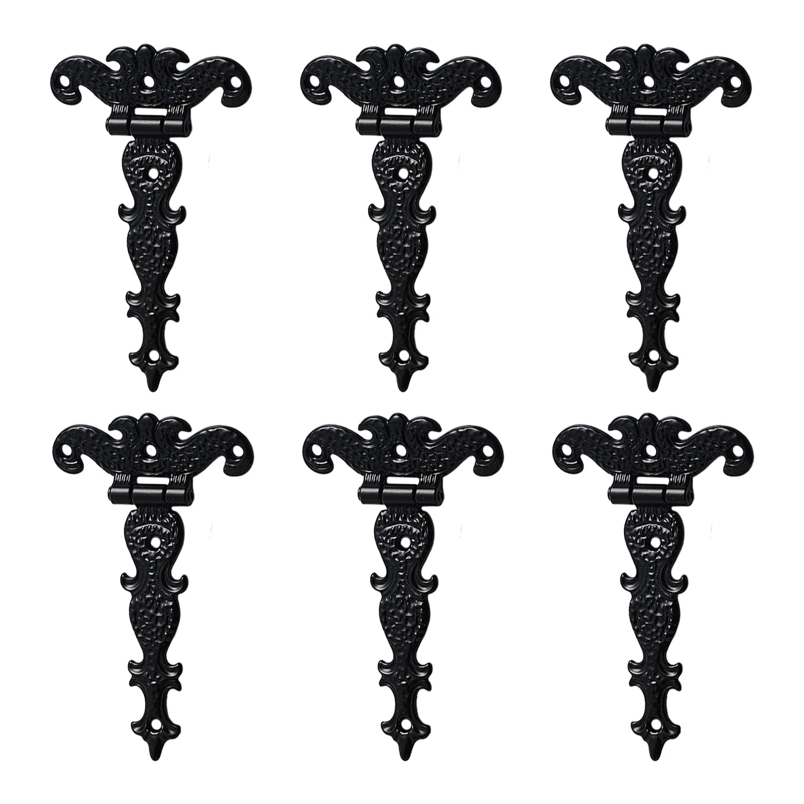 INCREWAY 6pcs Classic Decorative T Hinges, 3.2 inch Heavy Duty Zinc Alloy T-Strap Hinges Antique Shed Door Hinges with Screws (Black) — image 1