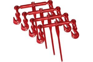 ENJ LASHING ENJ 4 Pack Ratchet Load Binder with 2 Grab Hooks, for 3/8-1/2 Grade 70 Transport Chain, Load Binder with 9,200 Pound Working Load Limit