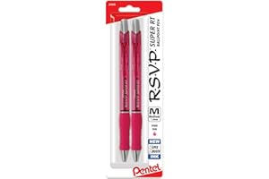 Pentel RSVP Super RT Ballpoint Pen, (1.0mm) Medium Line, Pink Ink, Pack of 2 (BX480BP2P)
