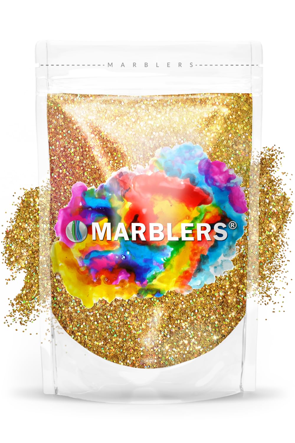 MARBLERS Holographic Glitter [Holo 24K Gold] 3oz (85g) | Fine | Non-Toxic, Vegan, Cruelty-Free | Face, Body, Eyeshadow, Hair, Festival, Party Makeup | Nail Art, Polish | Resin, Tumbler, Slime, Craft — image 1