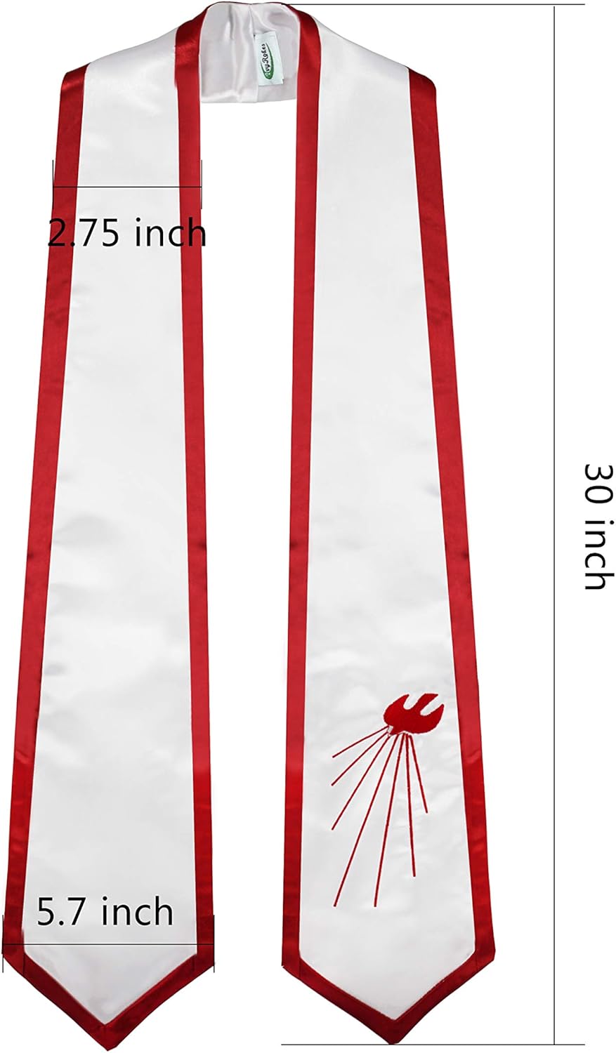 IvyRobes Descending Dove Confirmation Stoles White End with Red Trim: Clothing