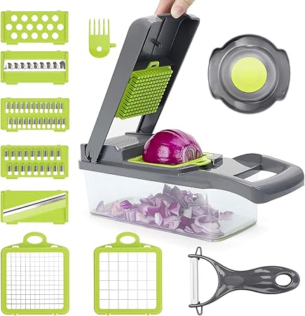 Mandoline Cuisine Poweraxis Mandoline Coupe Oignon Legume Multifonctions 12 En 1 Coupe Legumes Avec Insertions De Couteaux Gant Pour Couper En Des Emincer Gratiner Emincer Couper Amazon Fr Cuisine Maison